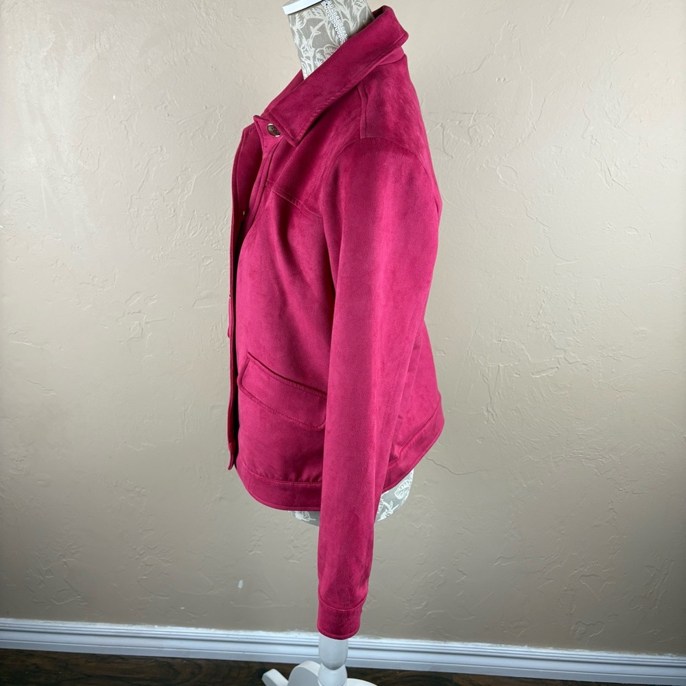 Chicos Pink Faux Suede Jacket Women’s size 1 Medium - Picture 5 of 12